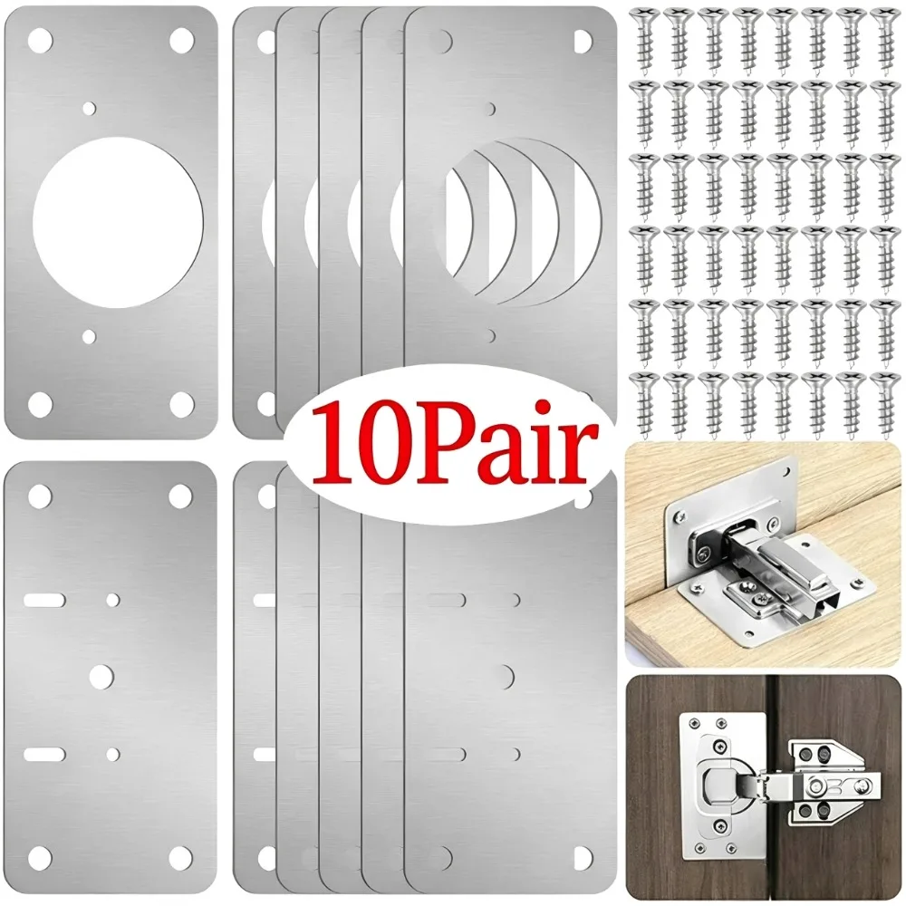Furniture Hardware Repair - 10/1 par płyt naprawczych do zawiasów,